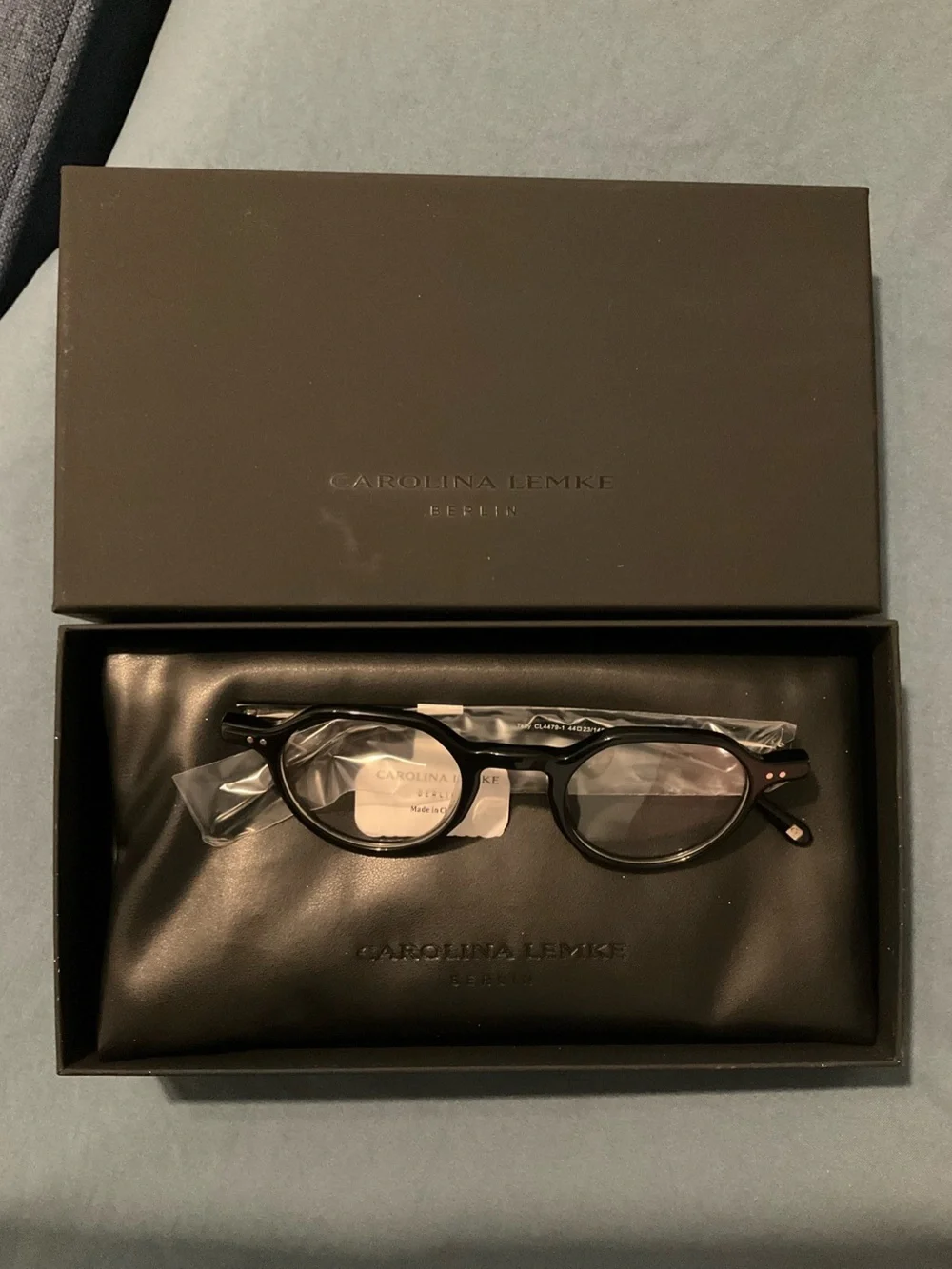 Carolina Lemke Black Oval Glasses Frame with Case